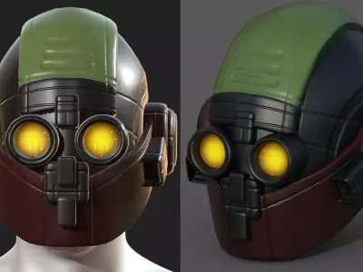 Helmet scifi military combat 3d model low poly  Low-poly 3D model 4