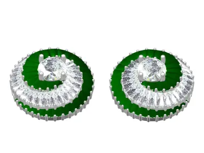 Antique Baguette Diamond Helix Earring 3D print model