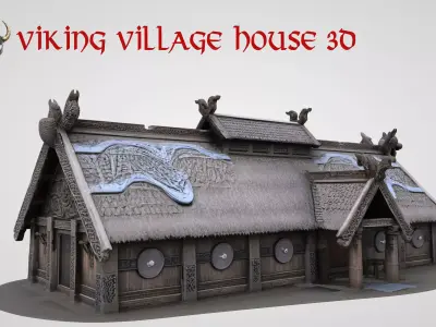  Medieval Viking village house 3D model Low-poly 3D model