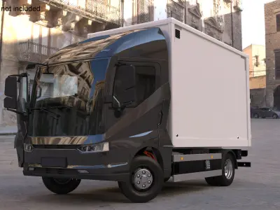 Modern Truck Black Rigged 3D model