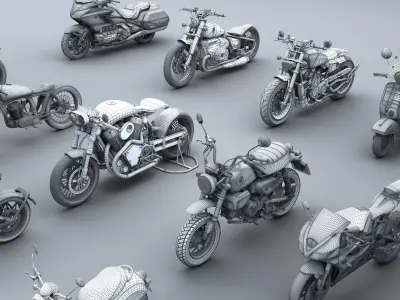 HighDetail Motorcycle Model Pack 3D model