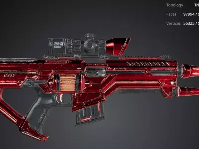 Red Sci Fi Rifle 3D model purchase