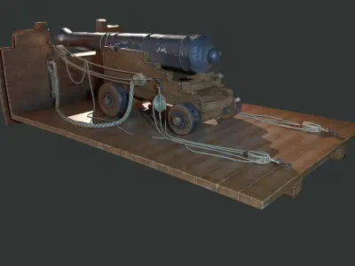 Ship cannon Low-poly 3D model purchase