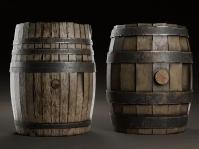 Wooden  barrel Low-poly 3D model