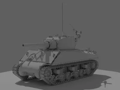 Sherman tank M4A3 3D print model