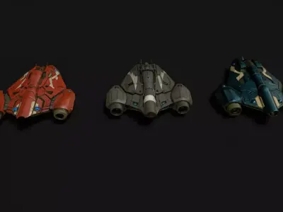 Fighter Spacecrafts Collection Low-poly 3D model