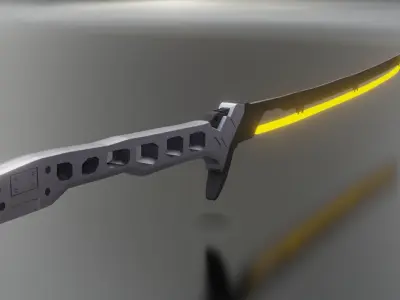 Sci-fi katana cyberpunk Low-poly 3D model