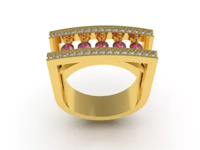 Antique Movable Diamond Wedding Ring 3D print model