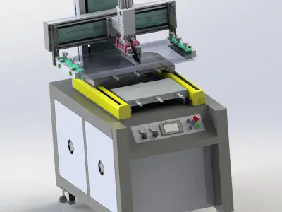 Double platform screen printing machine 3D model
