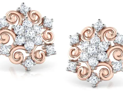 Curl Shape Flower Design Earring 3D print model purchase