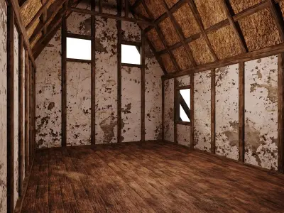 Old Medieval Building House 4K Textures GameReady 90 Low-poly 3D model
