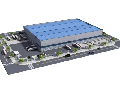 Steel structure logistics warehousing center factory 3D model