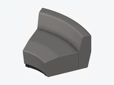 Seating - Contemporary - Blume - Closing - Back - Round - Right Low-poly 3D model