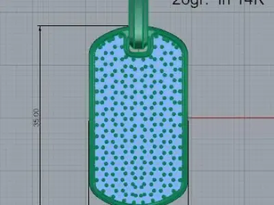 French Pave Military Pendant 4129 3D print model
