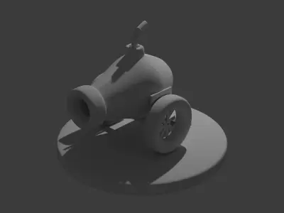 FREE Blender Low poly canon  Low-poly 3D model