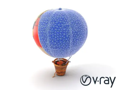 Retro Patchwork Balloon 3D model pack Low-poly 3D model