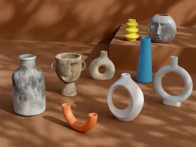 Vase boho style Collection for aesthetic household scene Free 3D model