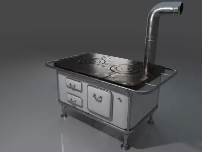 Wood Burning Stove Low-poly 3D model