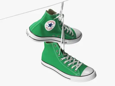 Green Converse All Star Sneakers Suspended by Laces 3D model