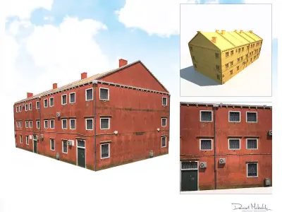Old Red House 176 Low Poly Low-poly 3D model