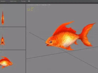 Cartoon red carp Low-poly 3D model
