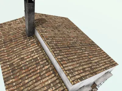 Old High-Quality 3D Colonial House Low-poly 3D model 2