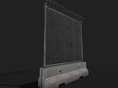 Barricade Fence with Razor Wire 3D model