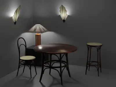 Art-deco bentwood bar  furniture 3D model