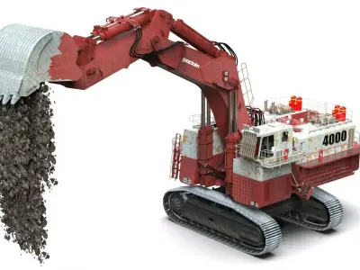 Poclain Hydraulic Shovel On Site 3D model