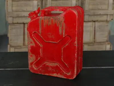 Gasoline can with holder game ready Low-poly 3D model