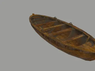 boat 3 wooden Low-poly 3D model