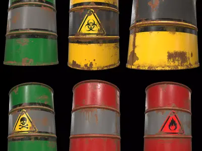 Set of barrels Low-poly 3D model