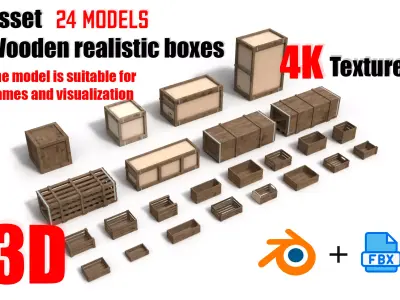 Aset Wooden Crate 3D 3D model