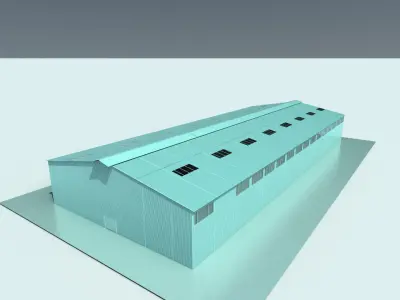 large industrial hangar 3D model