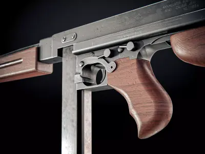 M1A1 Submachine Gun Free low-poly 3D model