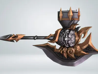 Futuristic Axe Low-poly 3D model 2