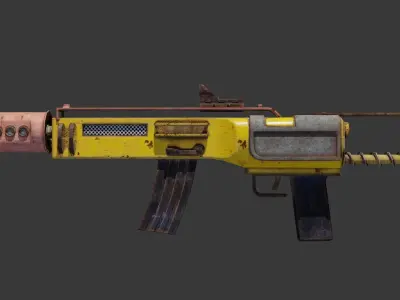 Gun - Weapon - Apocalyptic - SMG - Rifle - Rust - Old Low-poly 3D model