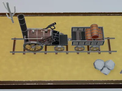 locomotive Rocket Low-poly 3D model