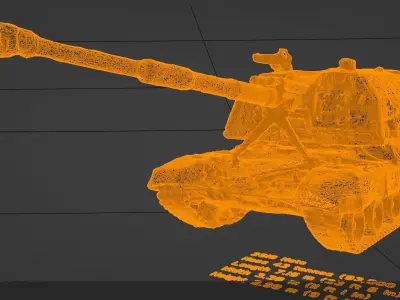 russian 2S19 Msta 152 mm howitzer destroyed by Ukrainian army 3D model
