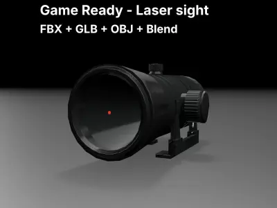 Modular Game Ready Laser sight for guns Free low-poly 3D model