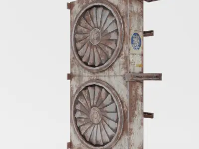 Rusty Wall Fan - Low Poly Game-Read Low-poly 3D model