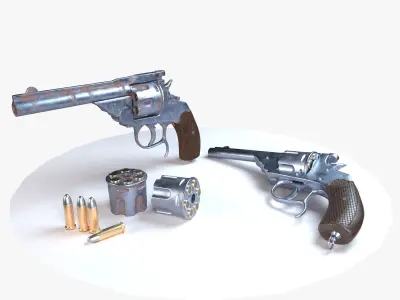 Revolver PBR tow texture set Low-poly 3D model
