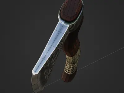 Viking Battle Axe with print on blade Free low-poly 3D model