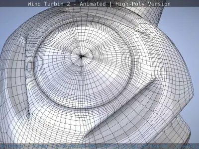 Animated Wind Turbin 2 - High-Poly Version 3D model