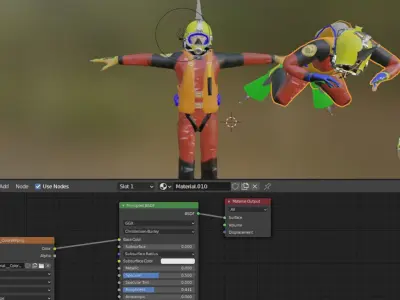 Diver man in diving suit Low-poly 3D model