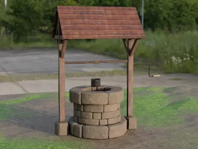 Realistic Stone Well Model Low-poly 3D model