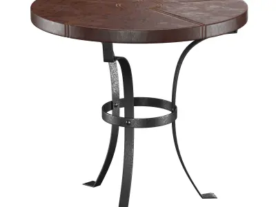 Leather iron round coffee table 3D model