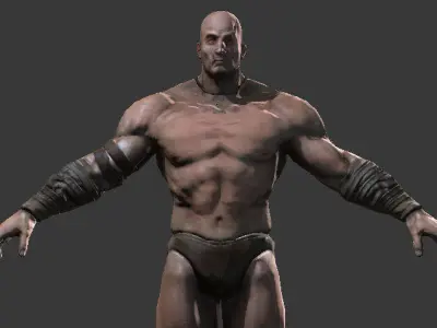Barbarian 3D model warrior holding sword Low-poly 3D model