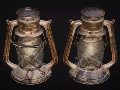 Rusty Oil Lamp - Game Ready 3D Asset Low-poly 3D model