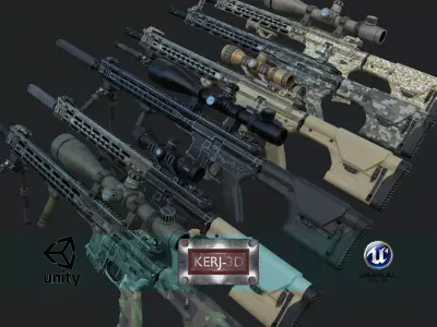 Modular Combat Rifle-Designated Marksman Variant Low-poly 3D model